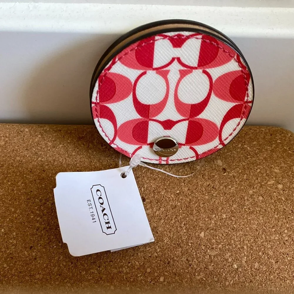 Coach Circle Compact Mirror with Signature Design